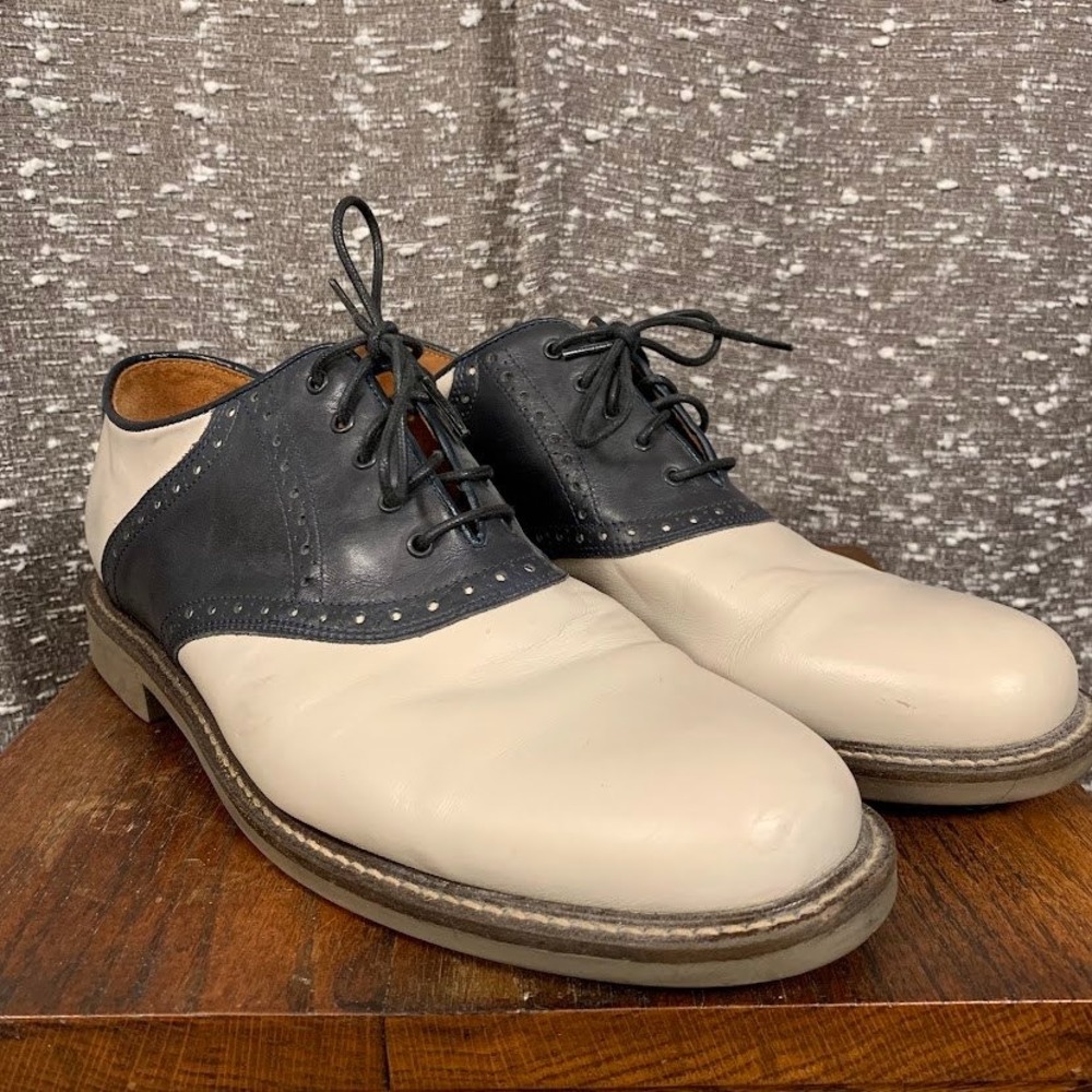 Johnston & Murphy Saddle Shoes Black/White Leather Oxford Preppy Men's 11.5M